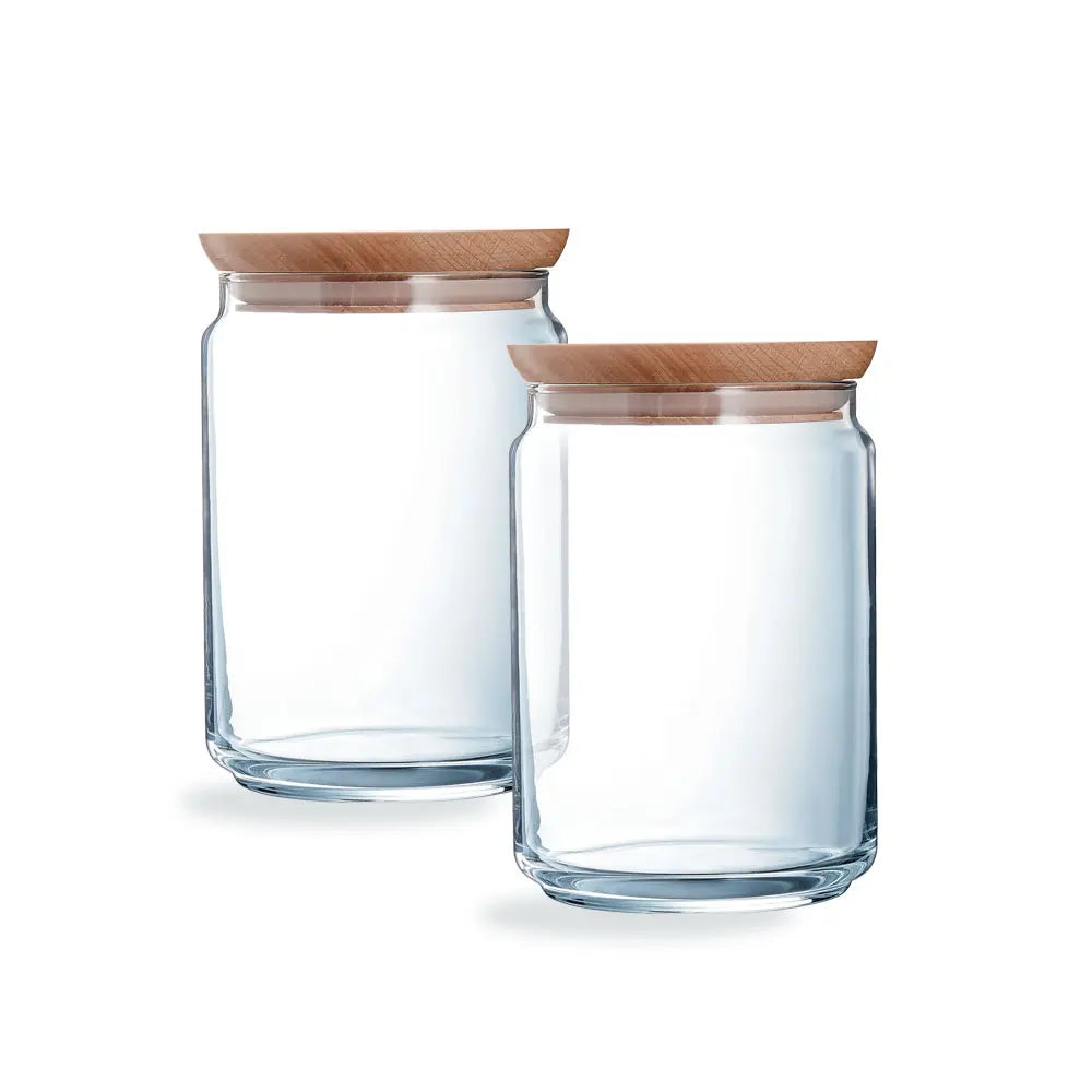 Lot de 2 pots de conservation Pure Jar Wood 1L - Luminarc Luminarc - Mathon - 1