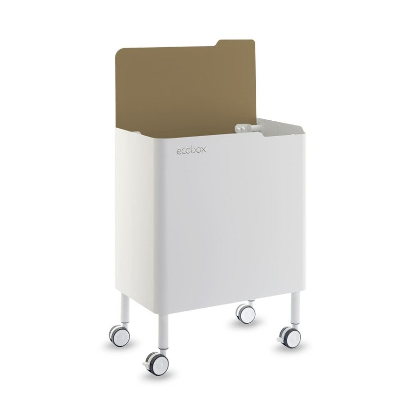 Poubelle cuisine fonctionnelle et élégante, 2 x 20 litres, ECOBOX NOA, Blanc-Sable Don Hierro - Mathon - 1