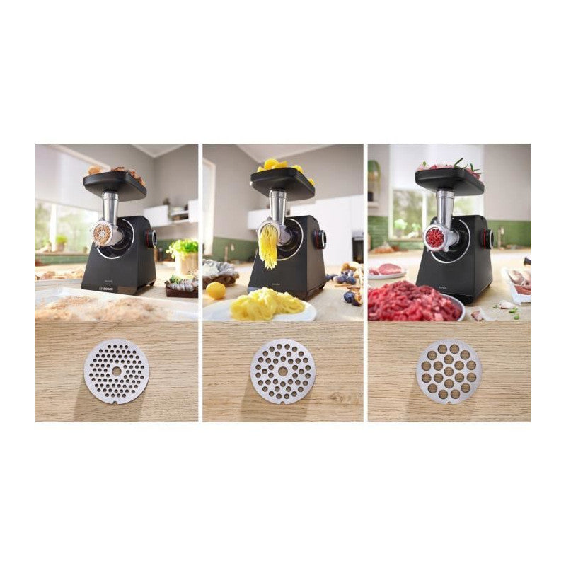 Hachoir A Viande Série 4 -   - Mfws430b - 3 Grilles De Hachoir - Marche Arriere - Noir Bosch - Mathon - 6