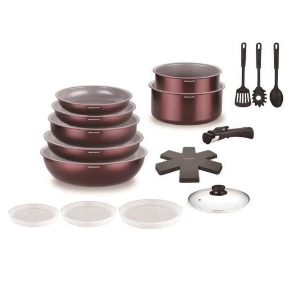 Batterie de Cuisine Arthur Martin 18 Pièces en Aluminium Tous Feux avec Ustensiles et Poignée Amovible Arthur Martin - Mathon - 1