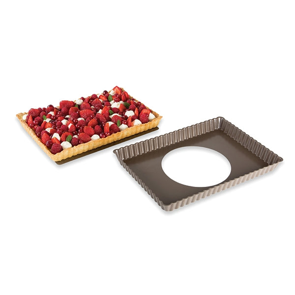 Moule à tarte amovible rectangle acier revêtu antiadhérent bords cannelés 30 cm Mathon - Mathon - 2