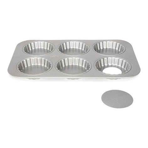 Moule 6 tartelettes acier revêtu fond amovible 10 cm Patisse - Mathon