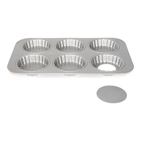 Moule 6 tartelettes acier revêtu fond amovible 10 cm Patisse - Mathon