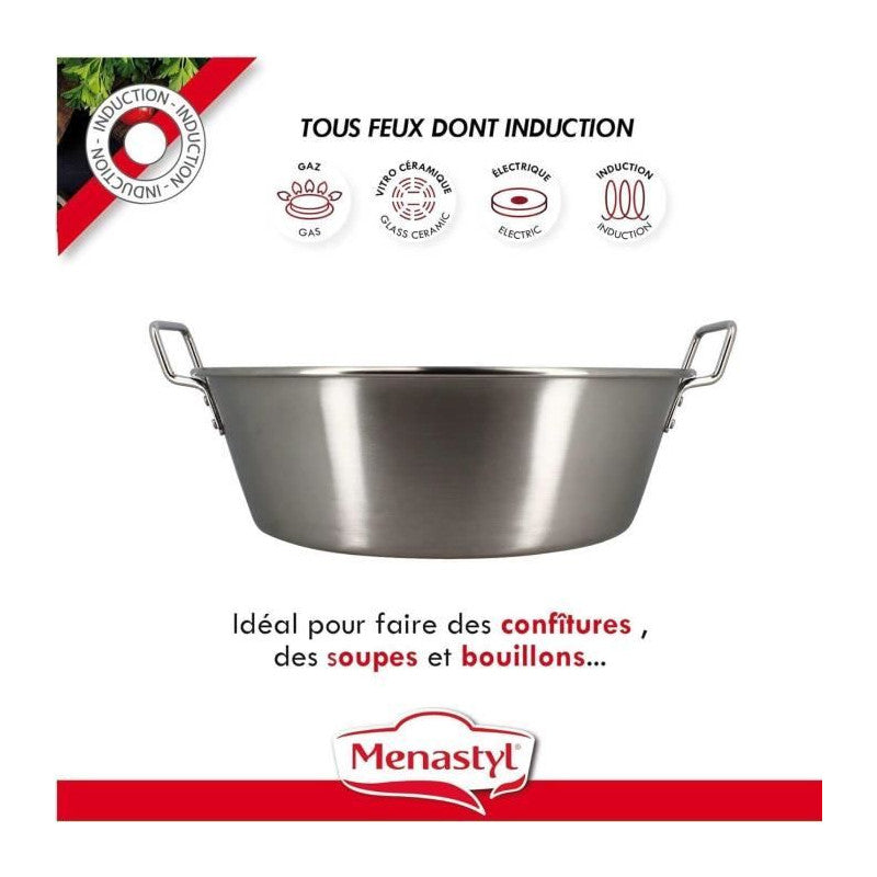 Bassine A Confiture - Menastyl - 4615452 - En Acier Inoxydable - 40,5 Cm Menastyl - Mathon - 4