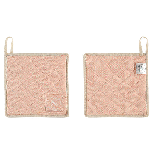 Paire de maniques de cuisine en coton recyclé saumon Witloft - Mathon - 1