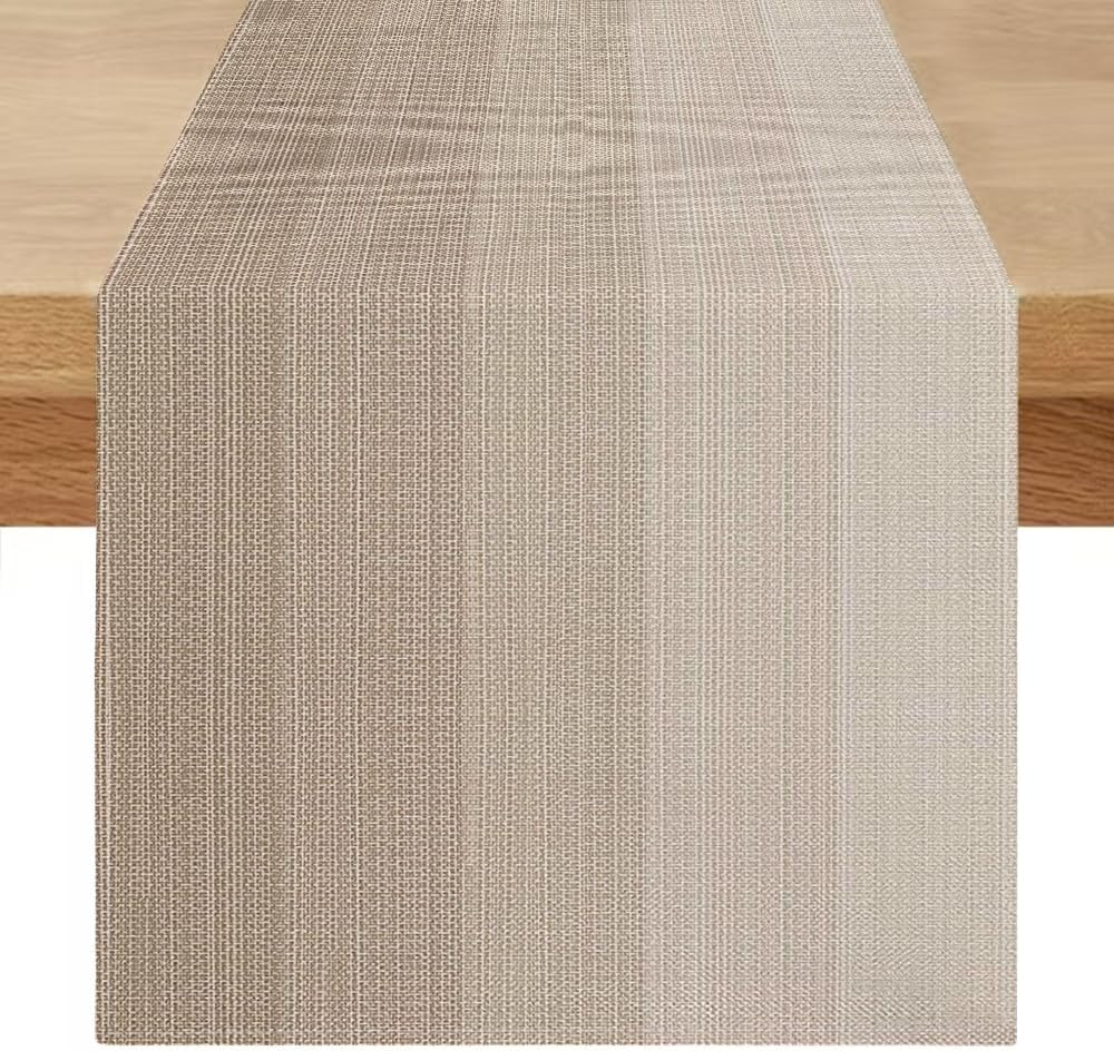 Chemin de Table Lin Style Vintage 180×40 cm Beige-Marron Vendos85 - Mathon