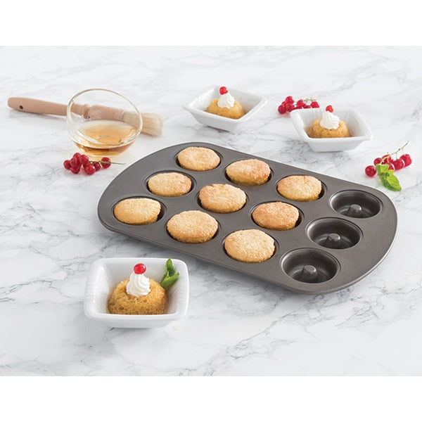 Plaque 12 mini savarins en acier revêtu 26,5 cm Mathon - Mathon - 1