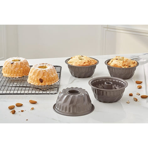Set de 4 moules à mini kouglof acier revêtement antiadhérent 10 cm Mathon - Mathon - 1