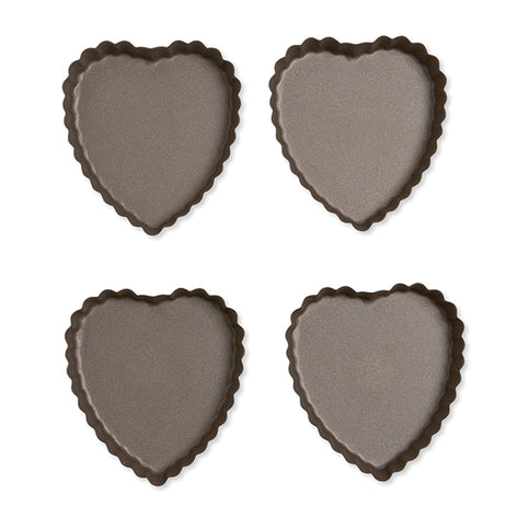 Set de 4 moules à tartelette coeur revêtement antiadhérent 11 cm Mathon - Mathon - 2
