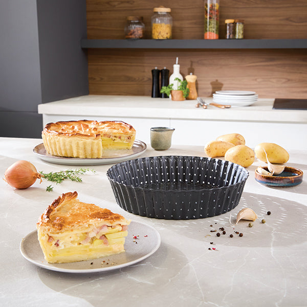 Tourtière perforée haute fond amovible acier antiadhérent 24 × 5 cm Mathon - Mathon - 5