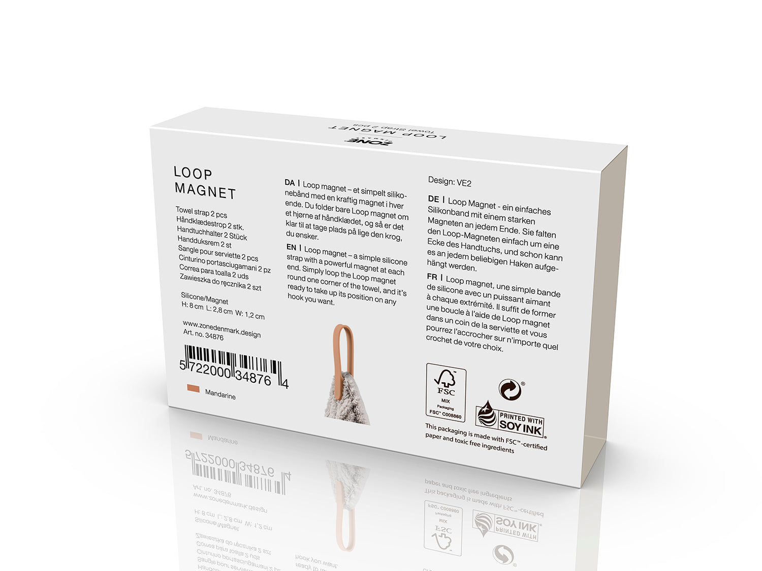 Sangle pour serviette Loop magnet en Silicone/Aimant Mandarine Zone Denmark - Mathon - 4