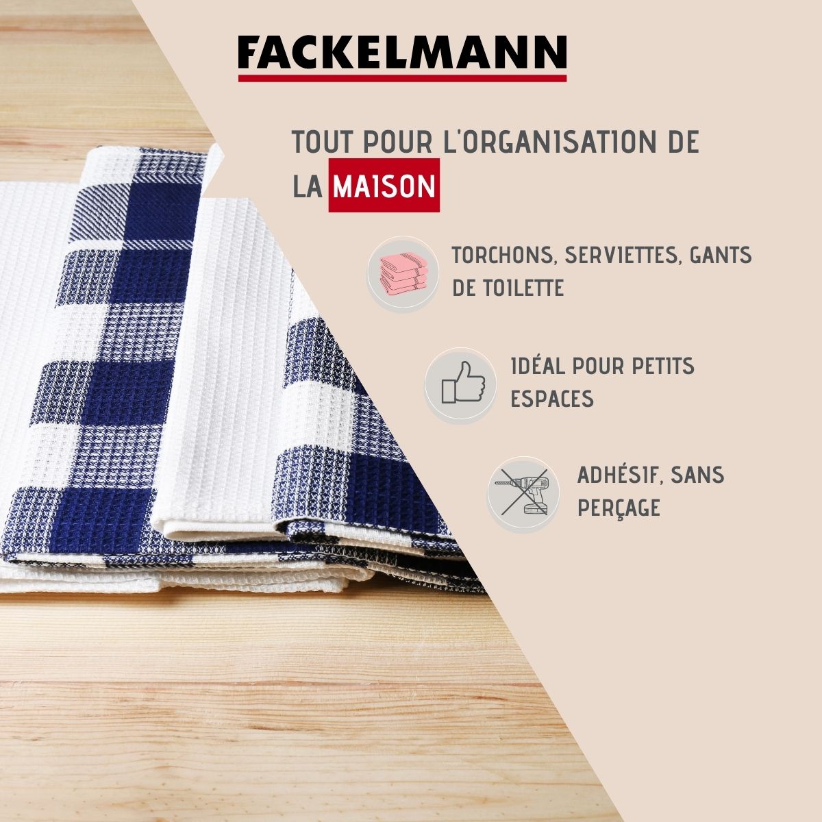 Crochet adhésif mural double rectangulaire  Tecno Fackelmann - Mathon - 2