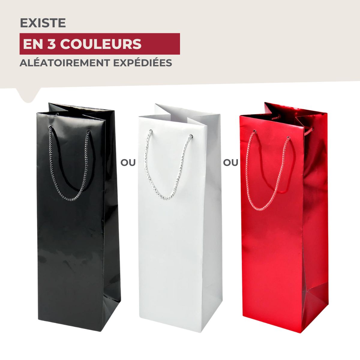 Lot de 2 pochettes cadeau pour bouteille de vin ou de champagne Fackelmann - Mathon - 5