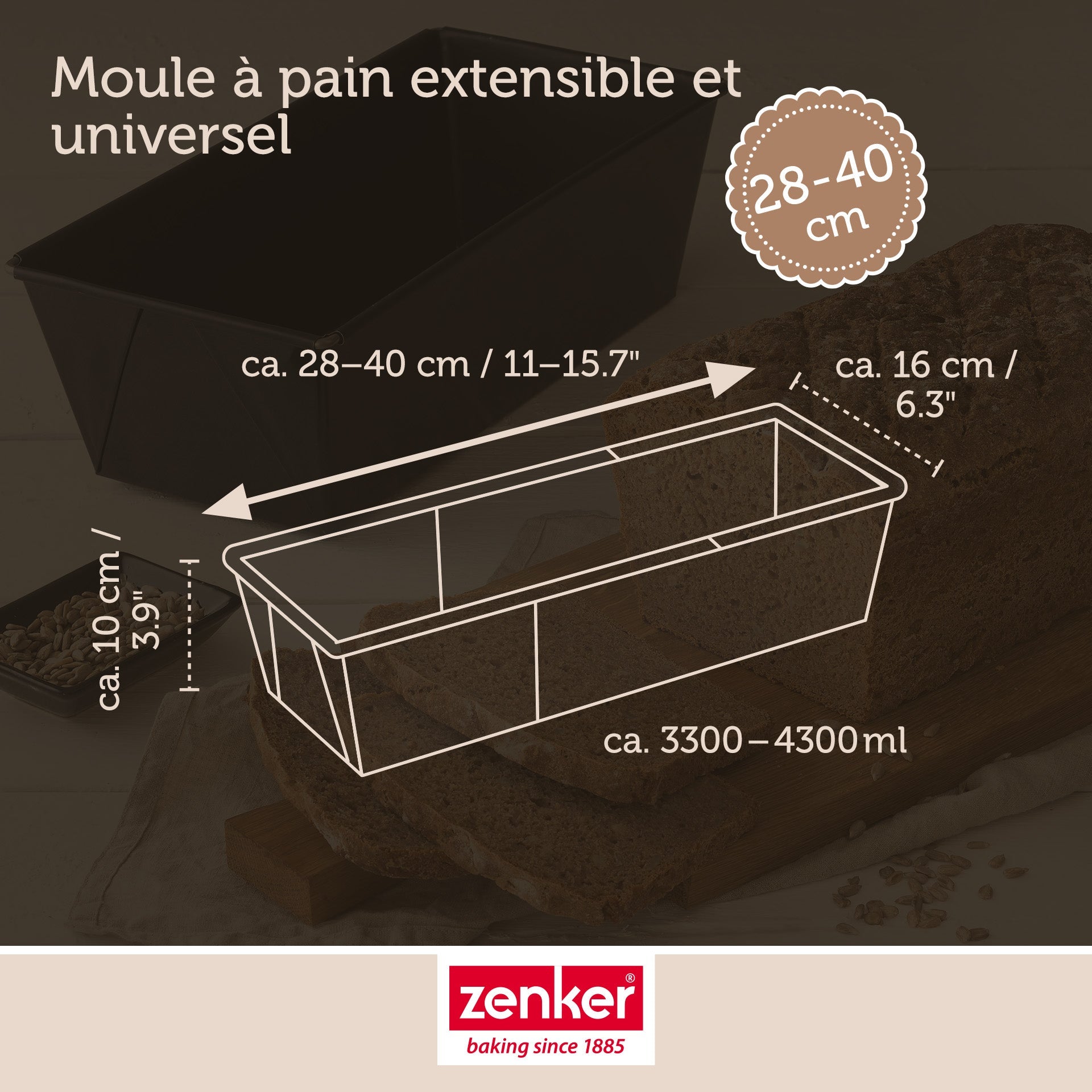 Moule à cake extensible 28 à 40 cm Zenker Black Metallic Zenker - Mathon - 5