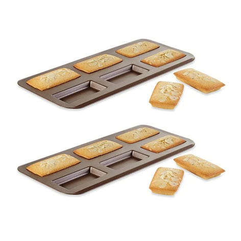 Lot de 2 plaques 6 financiers acier revêtu Gobel - Mathon - 1