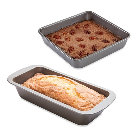 Lot moule à manqué carré 23 cm et moule à cake 25 cm acier revêtement antiadhérent Mathon - Mathon - 1