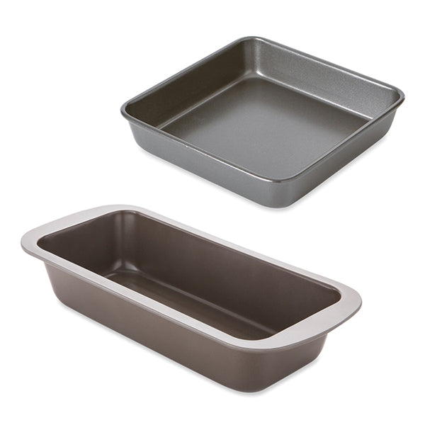 Lot moule à manqué carré 23 cm et moule à cake 25 cm acier revêtement antiadhérent Mathon - Mathon - 2