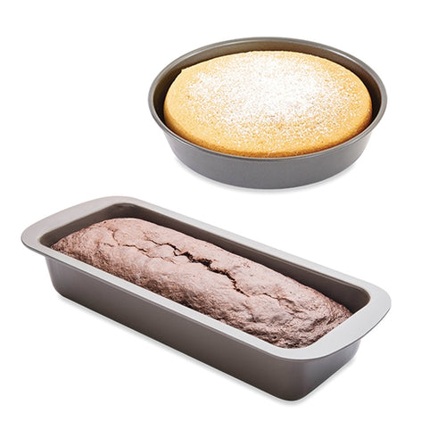 Lot moule à manqué rond 23 cm et cake 30 cm acier revêtement antiadhérent Mathon - Mathon - 1