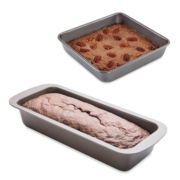 Lot moule à manqué carré 23 cm et moule à cake 30 cm acier revêtement antiadhérent Mathon - Mathon - 1