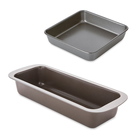 Lot moule à manqué carré 23 cm et moule à cake 30 cm acier revêtement antiadhérent Mathon - Mathon - 2