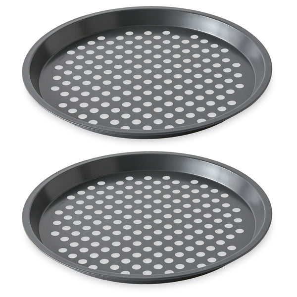 Lot 2 moules à pizza perforé en acier antiadhérent 29,5 cm Mathon - Mathon - 1