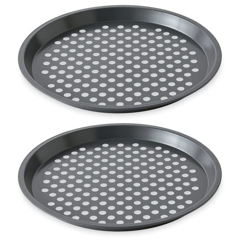 Lot 2 moules à pizza perforé en acier antiadhérent 29,5 cm Mathon - Mathon - 1