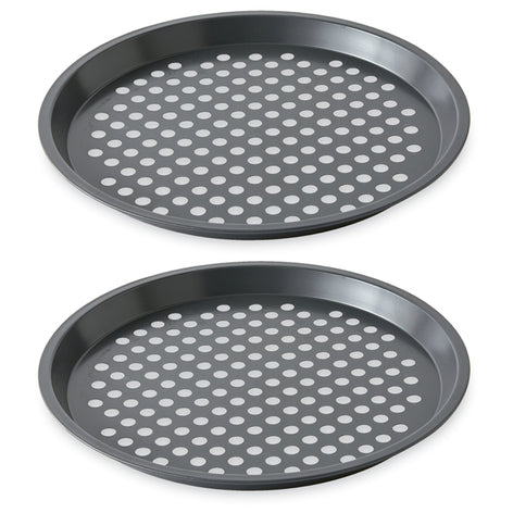 Lot 2 moules à pizza perforé en acier antiadhérent 29,5 cm Mathon - Mathon - 1