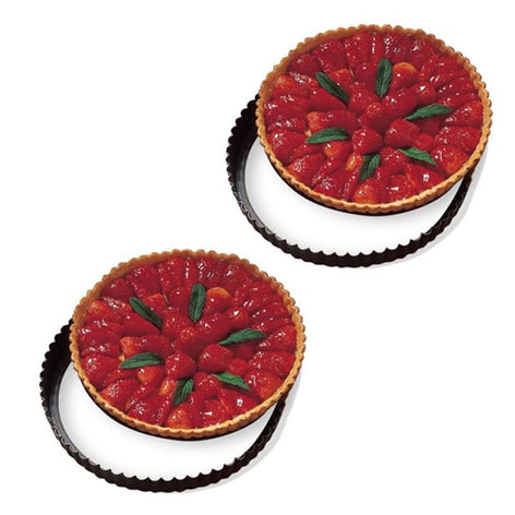 Lot 2 moules à tarte rond amovibles 24,5 cm et 28 cm Mathon - Mathon