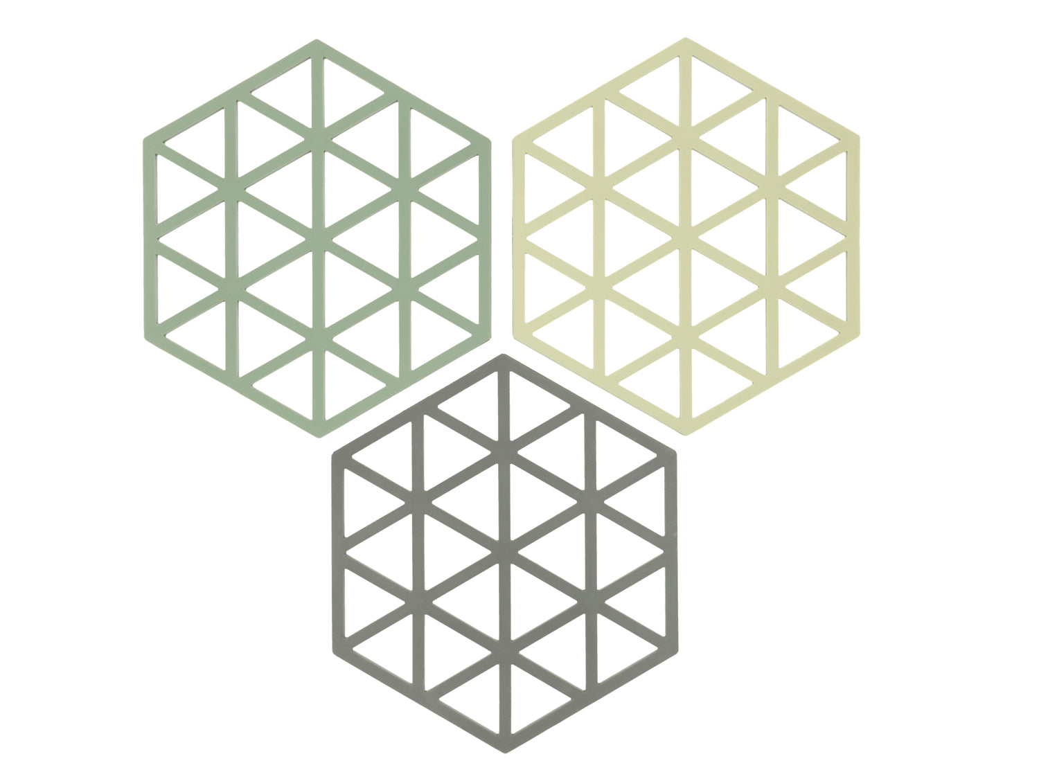 Set de 3 dessous-de-plat TRIANGLE en silicone Romarin/Matcha/Olive Taupe Zone Denmark - Mathon - 2