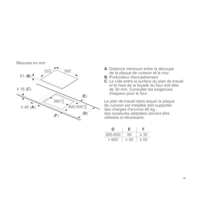 Table De Cuisson A Induction -   Série 2 - 3 Foyers - 52,2 X 59,2 X 5,1 Cm - Puc611aa5e - Noir Bosch - Mathon - 4