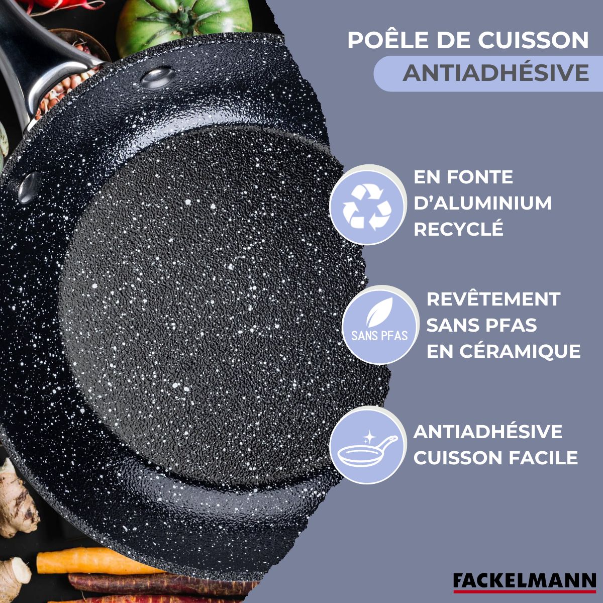 Poêle 20 cm fonte alu revêtement antiadhésif céramique sans PFAS Fackelmann - Mathon - 4