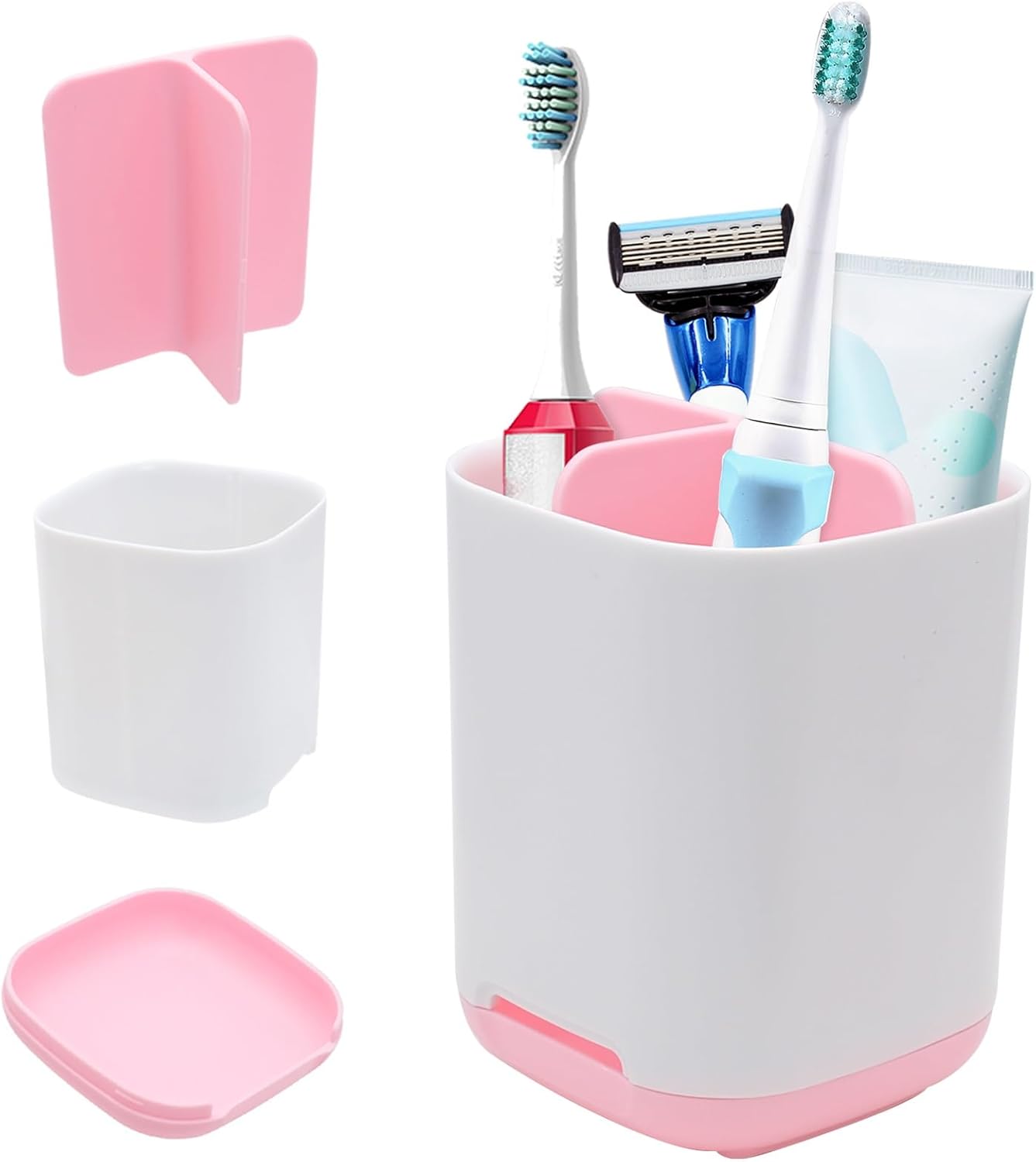 Porte Brosses à Dents et Dentifrice blanc rose Vendos85 - Mathon