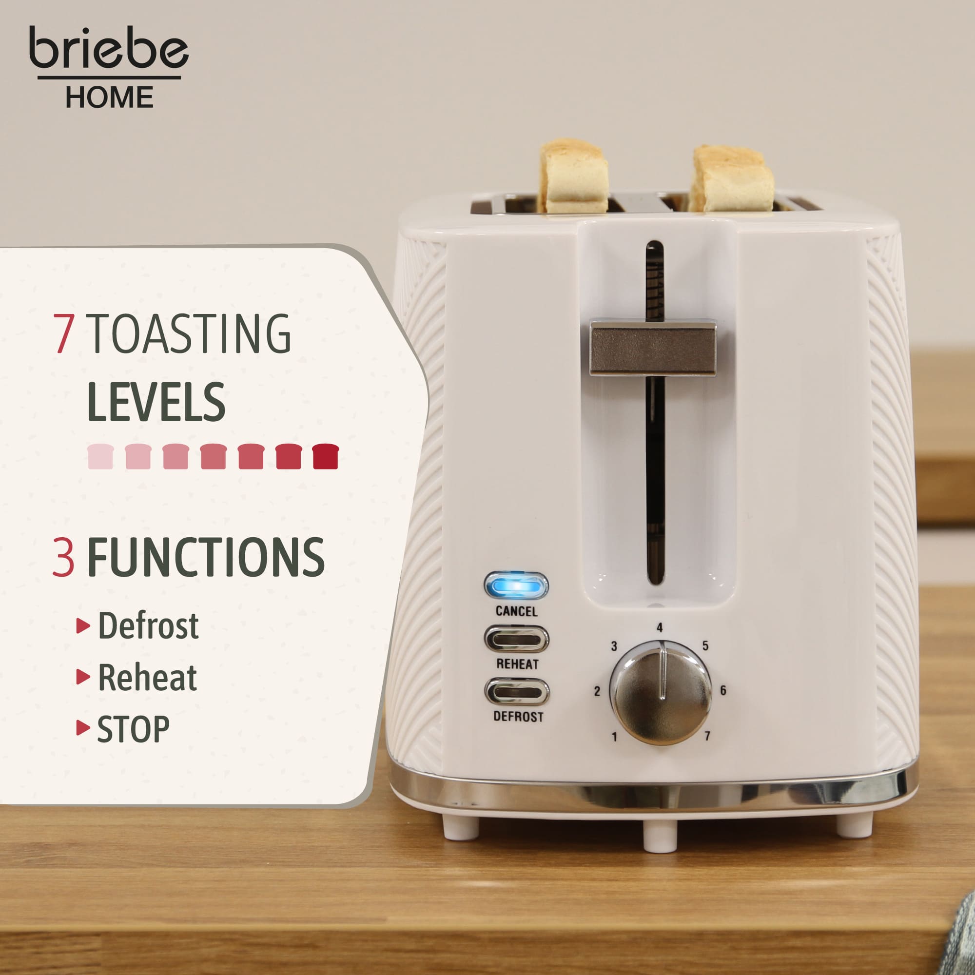 Elegance Ensemble Grille Pain 2 Fentes Large Bouilloire Électrique 1,7L sans BPA Blanc SKT1170WHT - Mathon - 3