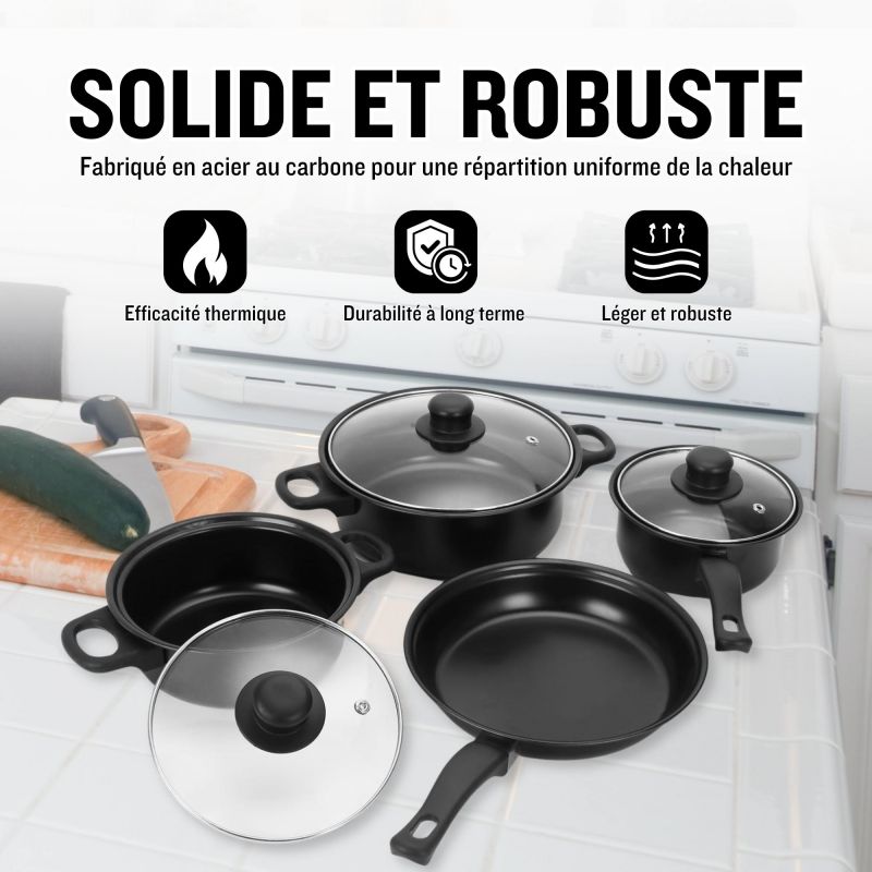 Batterie de cuisine 13 pieces avec cuilliere Noir Herzberg HG04241 Herzberg - Mathon - 5