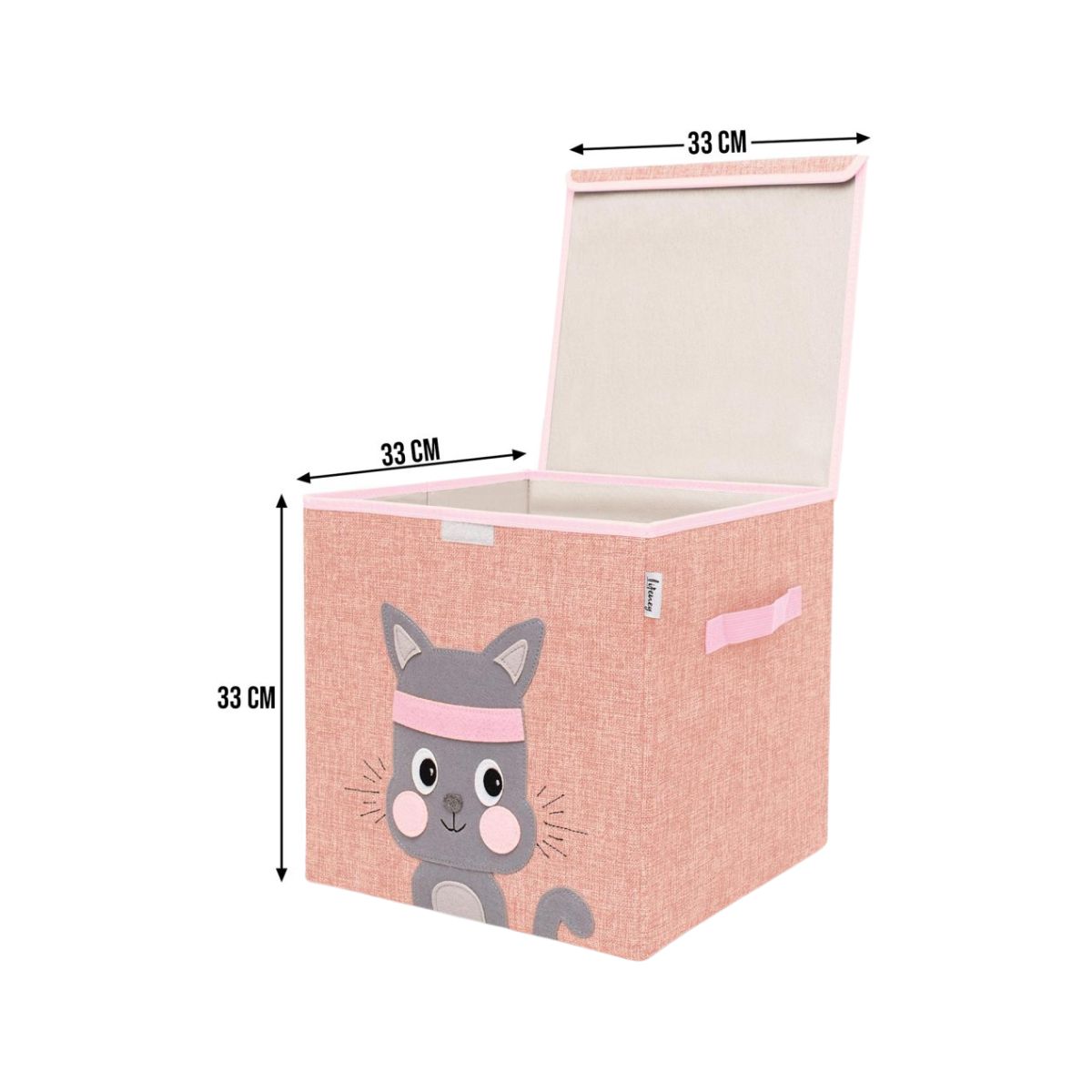 Boîte de rangement en tissu pour enfant "chat" avec couvercle, compatible Ikea Kallax Lifeney Fackelmann - Mathon - 3