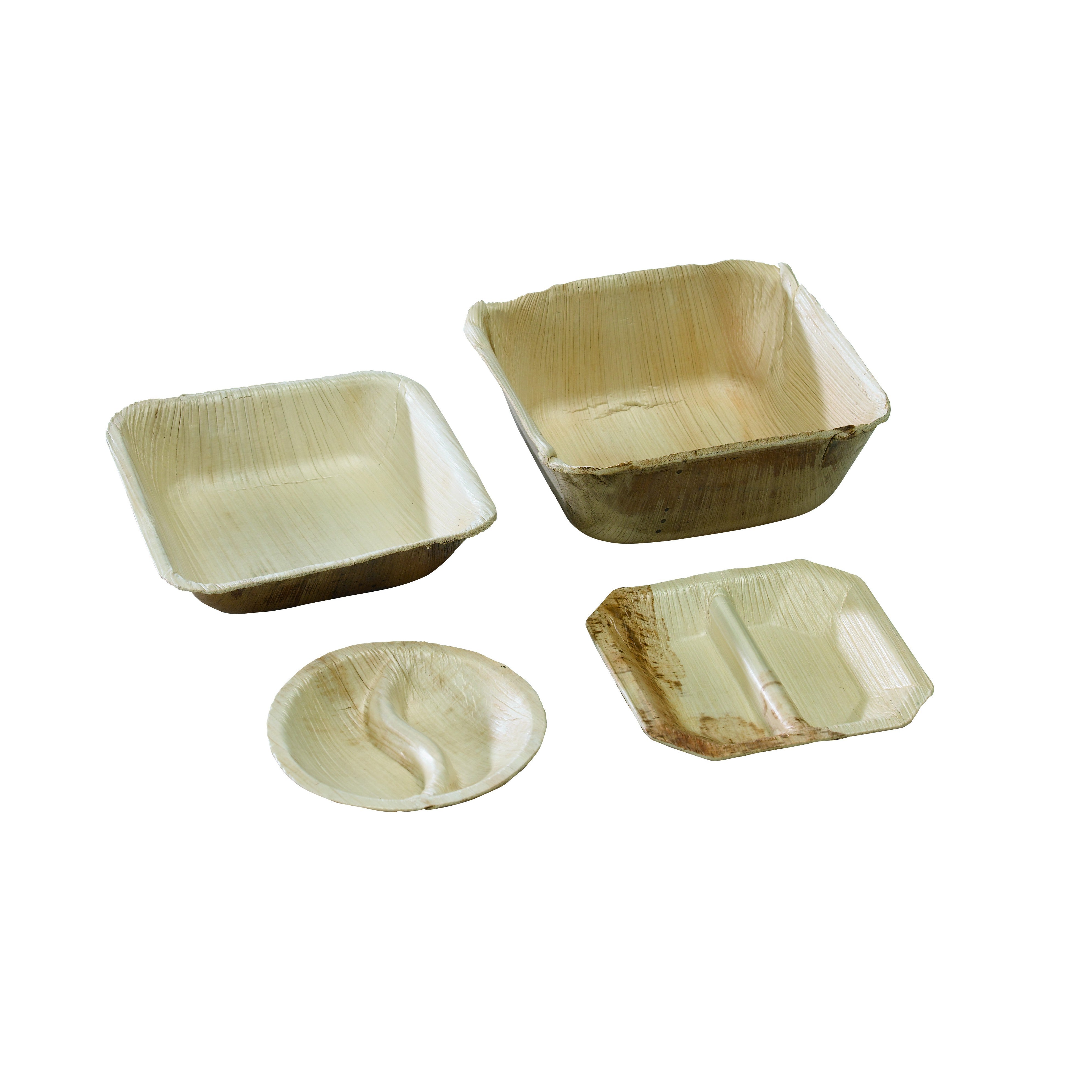 10Pcs - Coupelle carrée en palmier 2 compartiments  100x100x15mm FirstPack - Mathon - 2