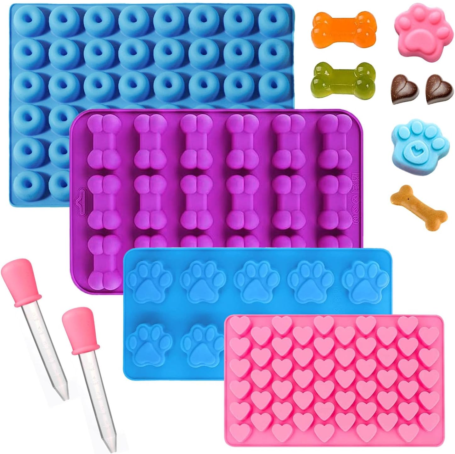 4 Moule a Bonbon Silicone avec 2 Compte Gouttes Vendos85 - Mathon