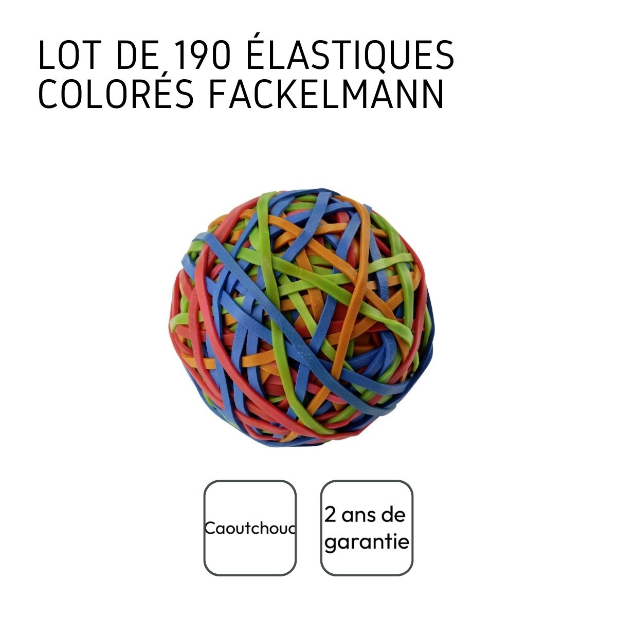 Boule de 190 élastiques multicolores pour le rangement de la cuisine et du bureau  Tecno Fackelmann - Mathon - 4