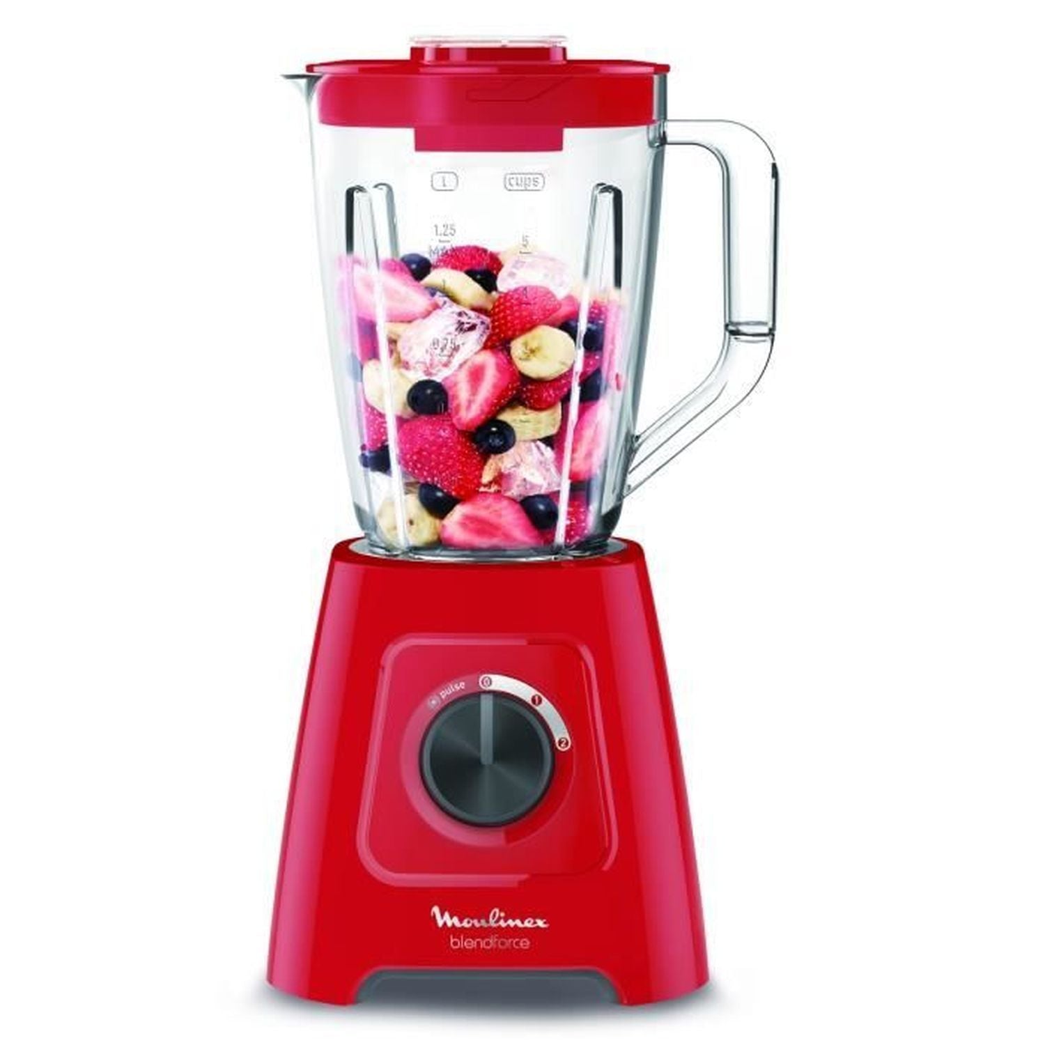 Moulinex blender électrique, mixeur, 600 w, bo1,25 l, 5 programmes, 4 lames amovibles, smoothies, glace pilée Moulinex - Mathon - 1
