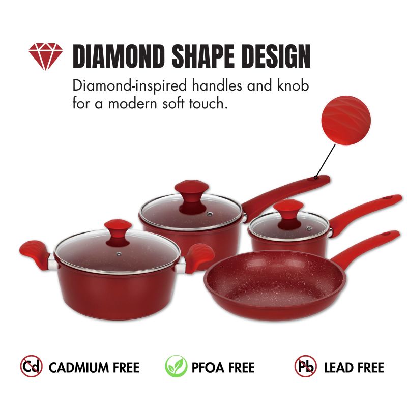 Batterie de cuisine forgée revêtement en marbre Rouge 7 pièces Herzberg HG04715-RED Herzberg - Mathon - 5