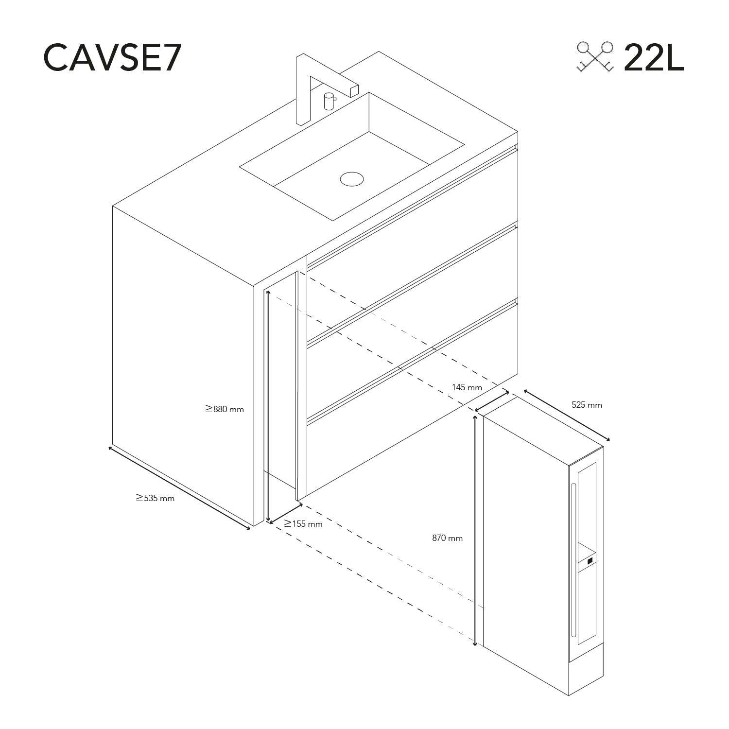 Cave de service 7 bouteilles encastrable - CAVSE7 Les Petits Champs - Mathon - 5