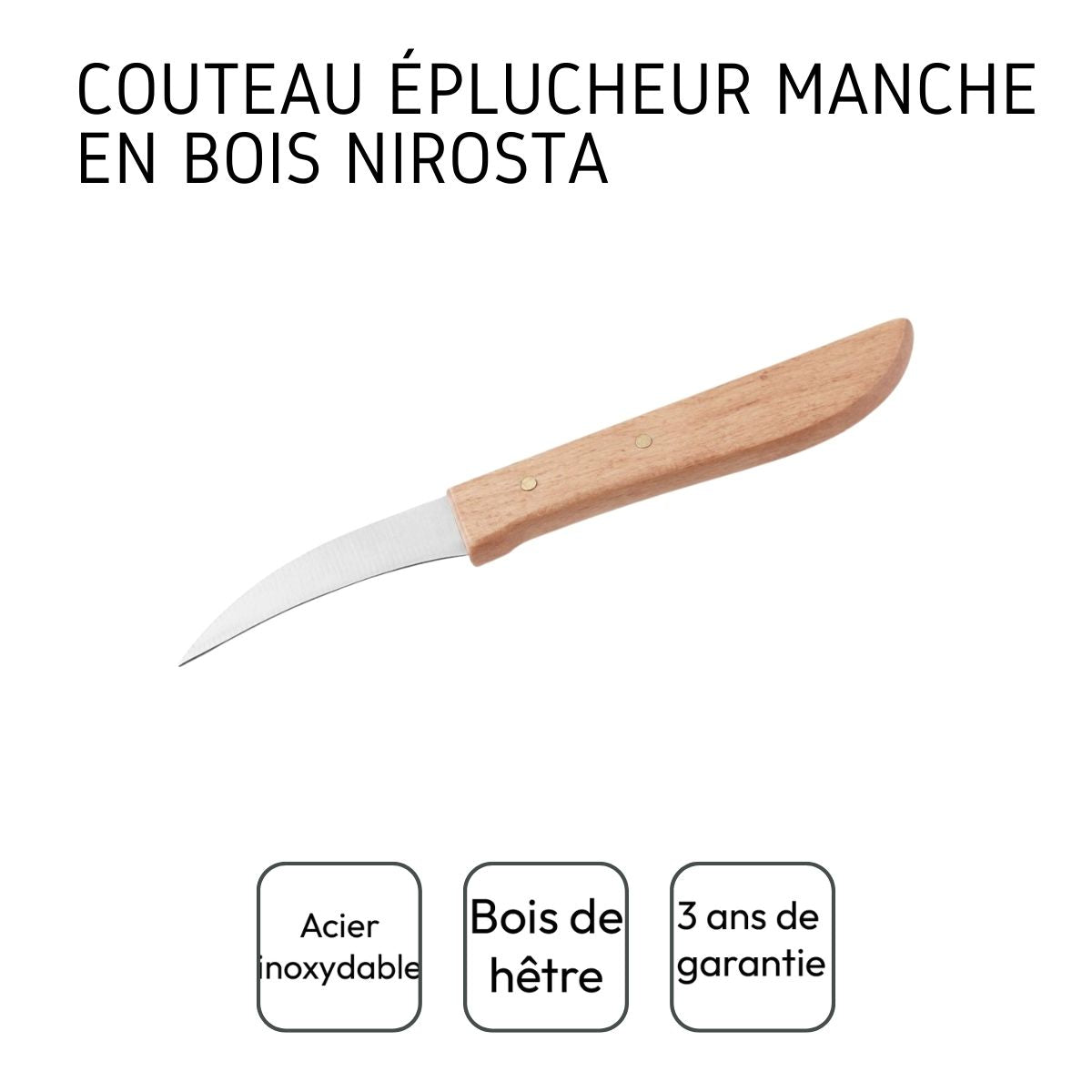 Couteau de cuisine éplucheur manche en bois 16 cm Nirosta - Mathon - 4