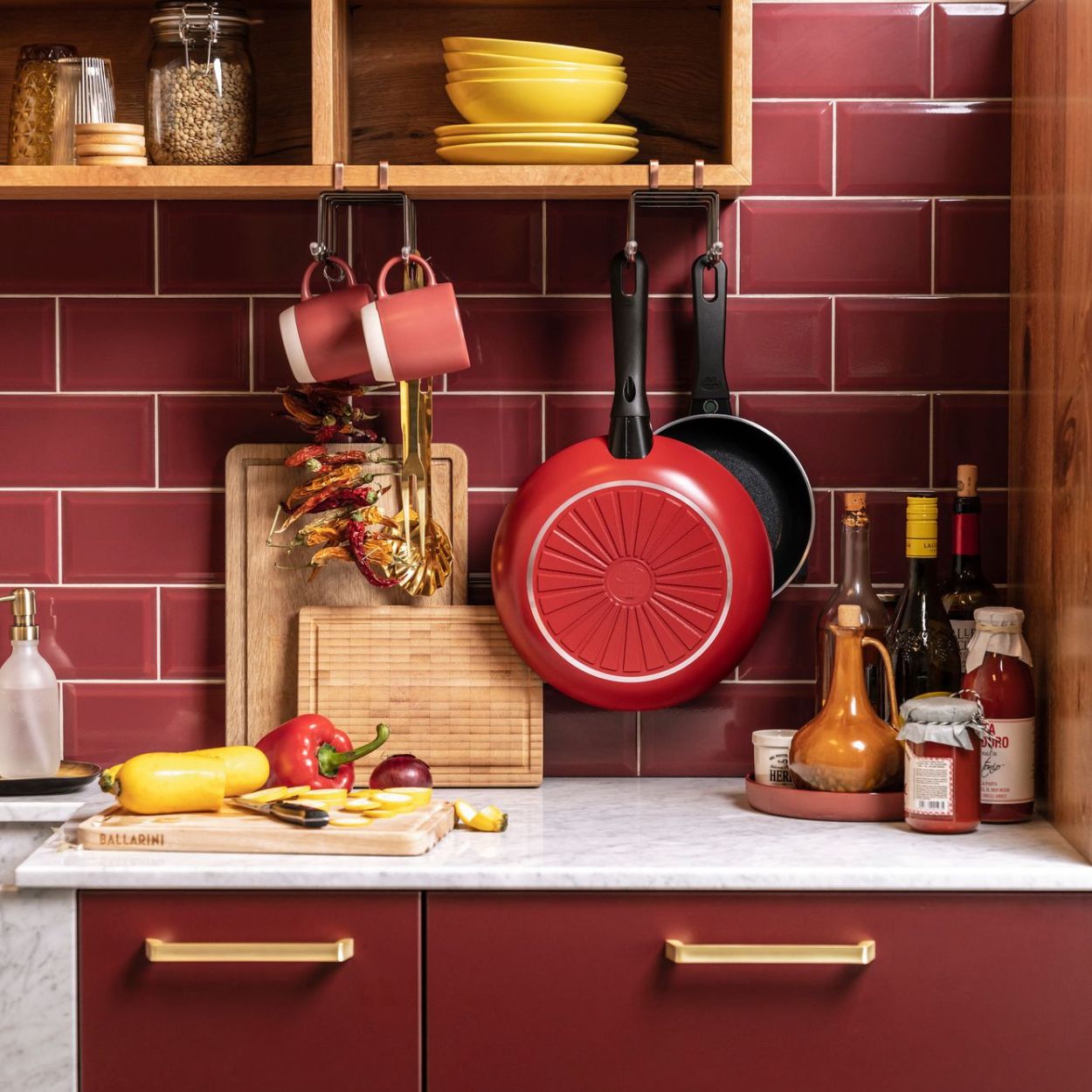 Poêle 28 cm Rouge foncé Caprera Ballarini - Mathon - 2