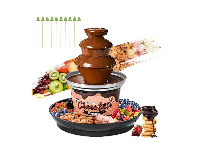 Fontaine à chocolat à 3 étages avec 10 brochettes en bambou noir Vendos85 - Mathon