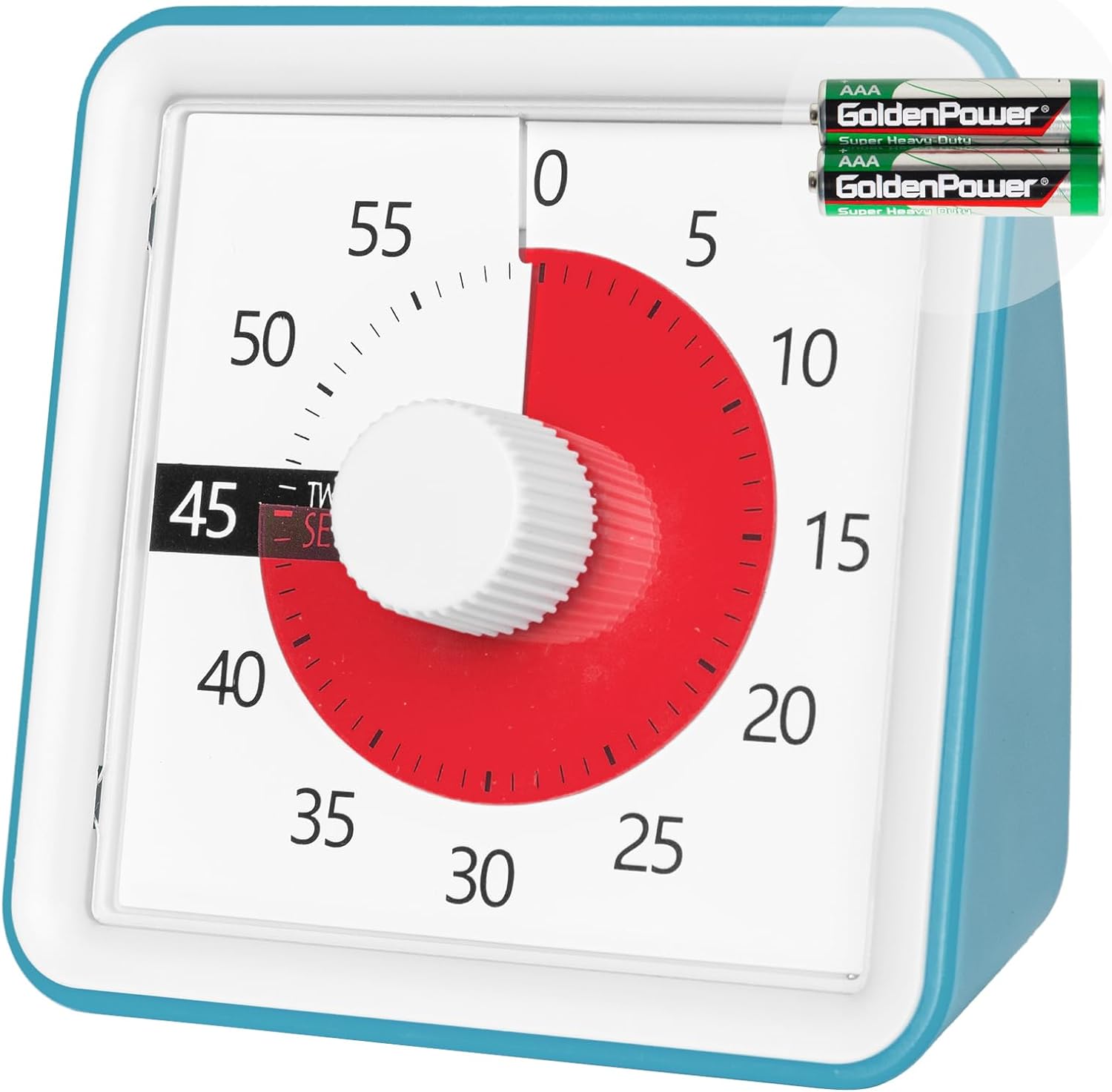 Minuteur analogique visuel 60 minutes, compte à rebours sans bruit bleu blanc Vendos85 - Mathon