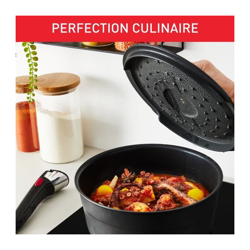 Ingenio Lot 6 Pieces, Induction, Fonte Aluminium, Antiadhésif, Poele, Cocotte, Couvercle Fonte + Verre, Inspiration L867s Tefal - Mathon - 3