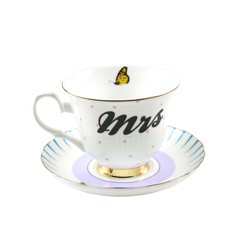 British Pomp - Paire Tasse thé (1 tasse + 1 sous-tasse) 280ml - Mrs Yvonne Ellen - Mathon - 4