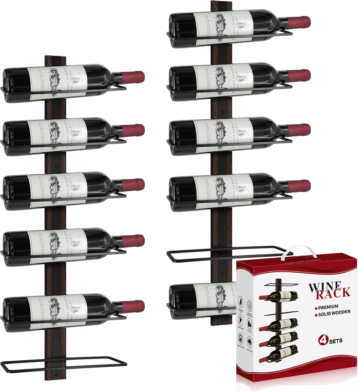 Porte-bouteilles mural bois et fer – Décoratif et robuste Vendos85 - Mathon