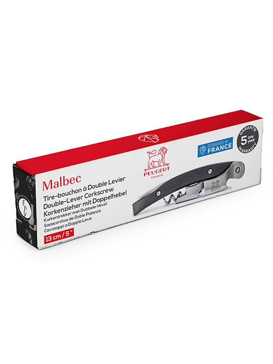 Malbec Tire-bouchon sommelier à double levier, noir, 13cm - 5in Peugeot - Mathon - 4
