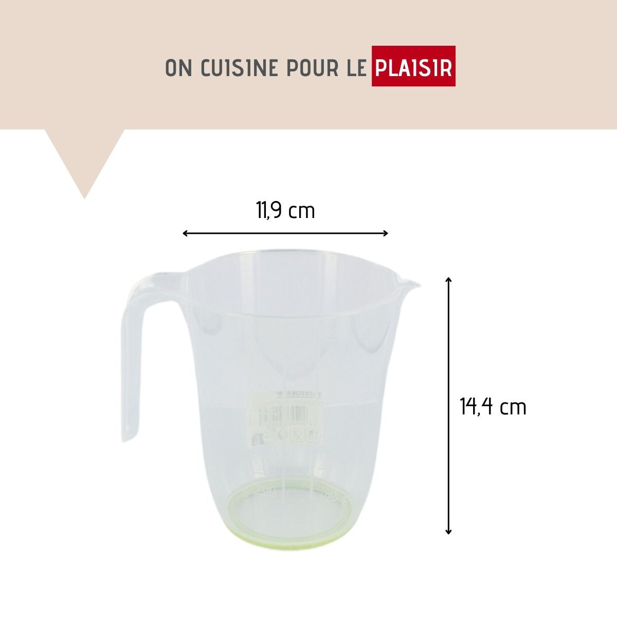 Verre doseur transparent en plastique 1 litre  Basic Fackelmann - Mathon - 3